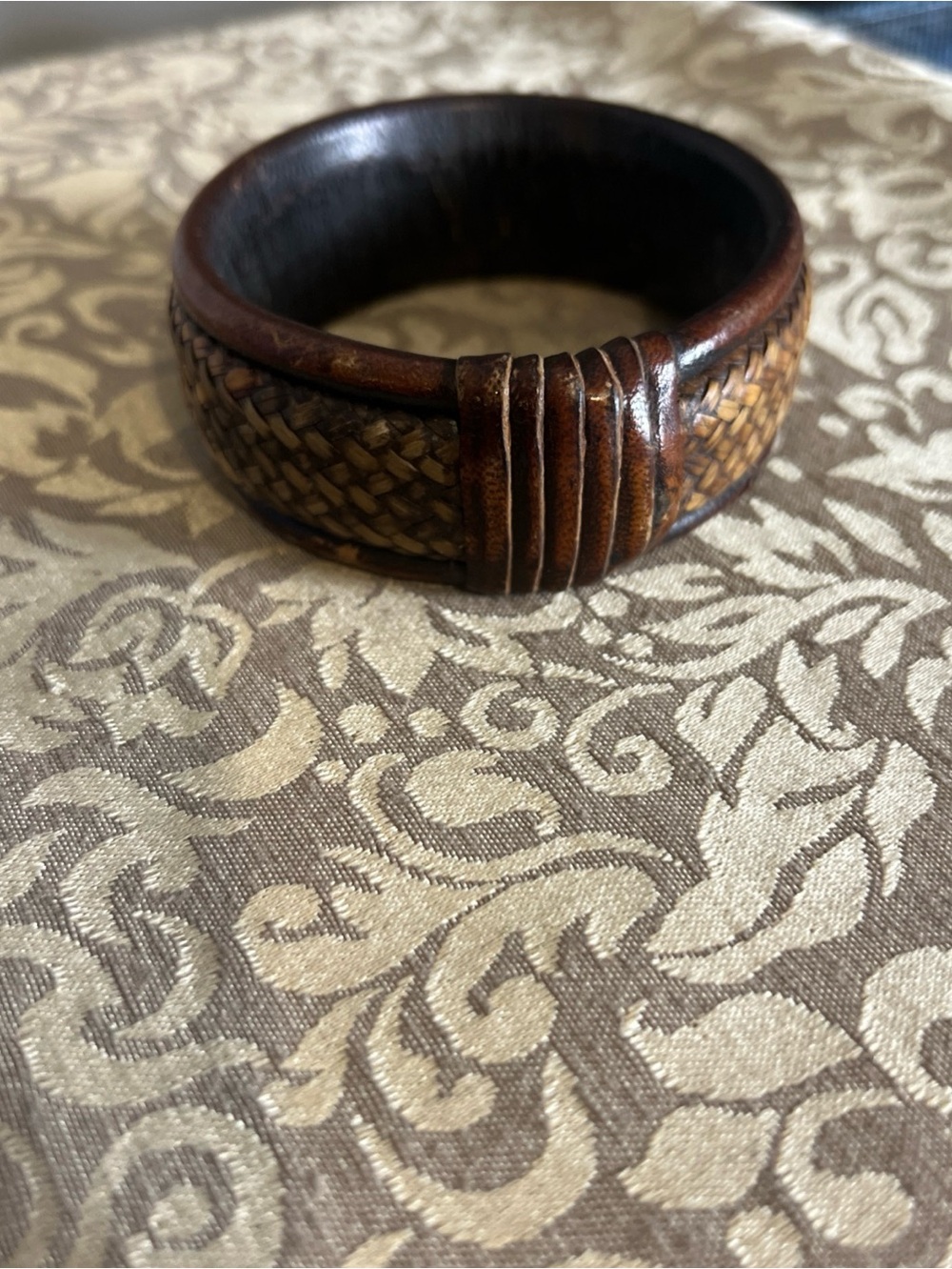 vintage wooden bangle bracelet With Snake Skin Design Fashion Accessory Unusual